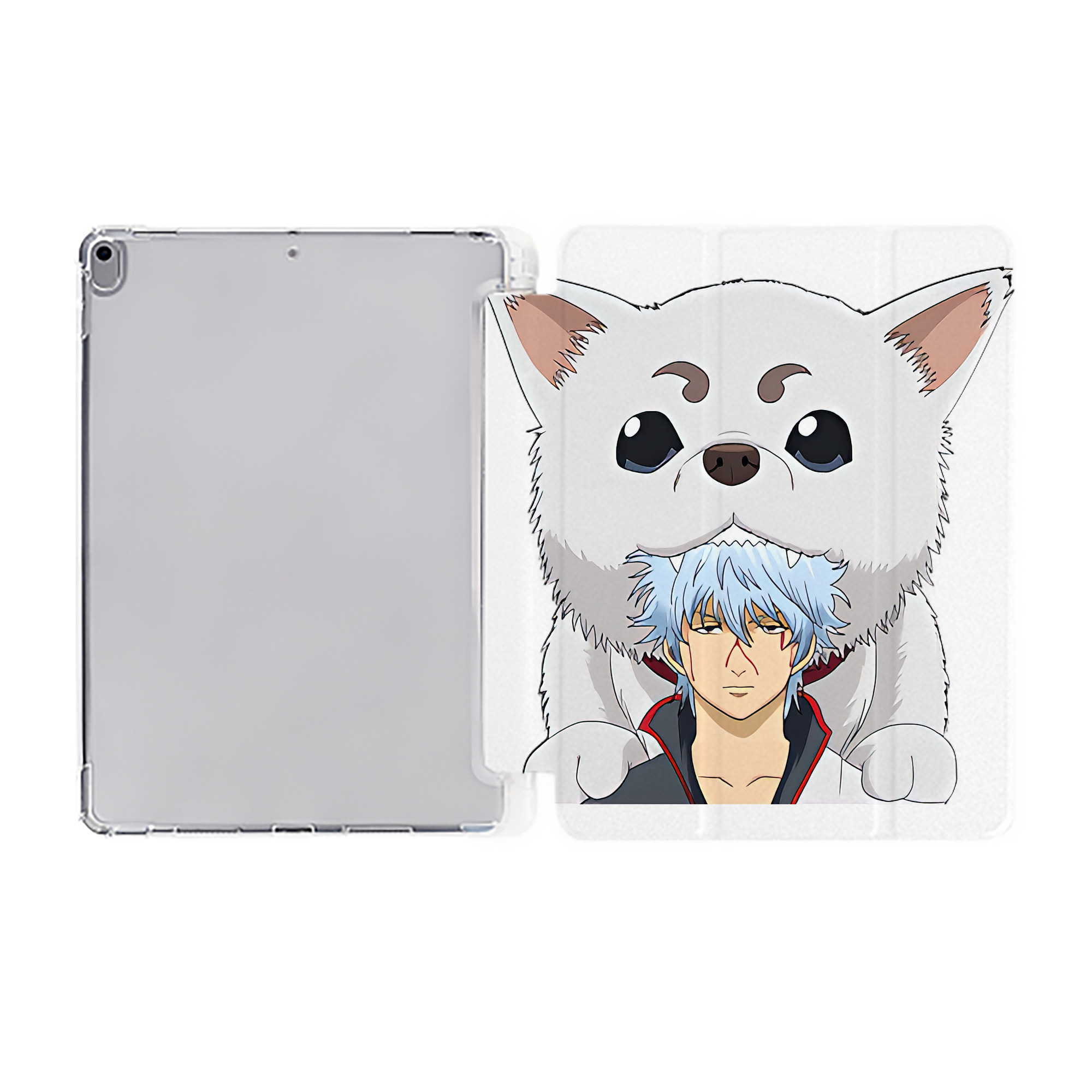 ぎんたま 坂田銀時（さかたぎんとき） 神楽 志村新八（しむら しんぱち） GINTAMA Sakata Gintoki Kagura Shimura Shinpachi IPad ケース ペン収納付き 三つ折りスタンド PUレザー×シリコン 対応機種9.5/10.5/10.9インチ
